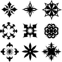 set of symmetrical calligraphic pattern illustration black and white vector