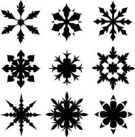 set of symmetrical calligraphic pattern illustration black and white vector