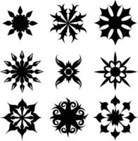 set of symmetrical calligraphic pattern illustration black and white vector