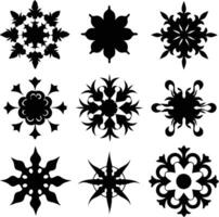 set of symmetrical calligraphic pattern illustration black and white vector