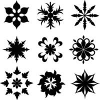 set of symmetrical calligraphic pattern illustration black and white vector