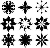 set of symmetrical calligraphic pattern illustration black and white vector