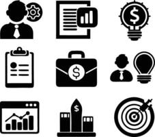 set of business icon illustration.idea, contact, target, organization, community, network, technology, businessman vector