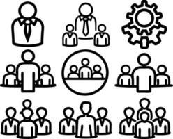 set of teamwork icon illustration. teamwork, team, meeting, business, work, collaboration, group, success, together vector