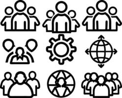 set of teamwork icon illustration. teamwork, team, meeting, business, work, collaboration, group, success, together vector
