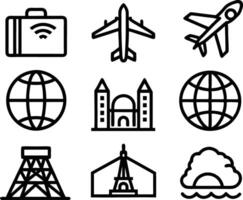 set of travel and tourism icon illustration travel, journey, tourism, adventure, summer, holiday, trip vector