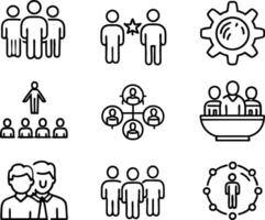 set of teamwork icon illustration. teamwork, team, meeting, business, work, collaboration, group, success, together vector