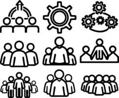 set of teamwork icon illustration. teamwork, team, meeting, business, work, collaboration, group, success, together vector