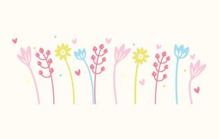 Abstract Multicolored Spring Flower Horizontal Border vector