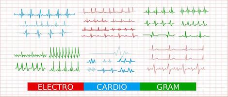 ECG Heart Rate Icons vector