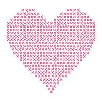 Pink Cross Stitch Heart Icon vector