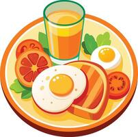Savory breakfast with eggs, bacon and beer, toast vector