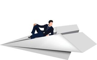 person sitting on top of paper plane vector