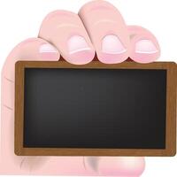 Hand holding small blackboard with sale used written on it vector