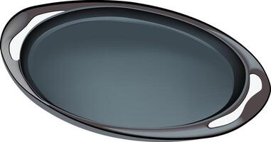 Empty oval serving tray with handles on white background vector