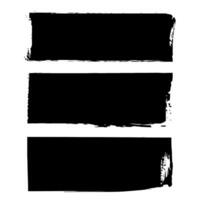 Set of rectangle grunge black stickers isolated on white background. A group of labels with uneven rough edges drawn with an ink brush. Design elements, 3 rectangle frames vector
