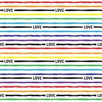 Grunge lines with interrupting lettering Love in rainbow colors. Seamless pattern. LGBT rights background vector