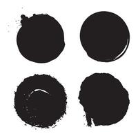 Set of circles grunge black stickers isolated on white background. A group of labels with uneven rough edges drawn with an ink brush. Design elements, circle frames vector