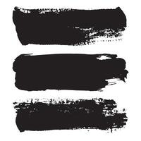 Set of rectangle grunge black stickers isolated on white background. A group of labels with uneven rough edges drawn with an ink brush. Design elements, 3 rectangle frames vector