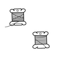 Set of sewing threads. Hand drawn illustration of two Skeins for Needlework. Spool for seamstress in doodle style, isolated on white background. Perfect for Manual stitching, Embroidery vector