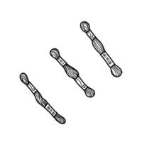 Embroidery Floss Mulin Threads. Hand drawn illustration of Mulin skeins for Needlework. Illustration in doodle style, isolated on white background. Perfect for Crafting and Hobby projects. For vector
