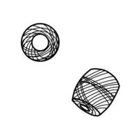 Set of knitting or macrame threads. Hand drawn illustration of two Skeins for Needlework. Illustration in doodle style, isolated on white background. Perfect for knitting, Crafting and Hobby vector