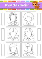 Draw the emotion. Worksheet complete the face. vector