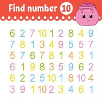 Find number. Education developing worksheet. vector