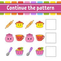 Continue the pattern. Education developing worksheet. vector