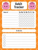Habit tracker for kids. Sheet template for printing. vector