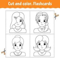 Cut and color. Flashcard Set. vector
