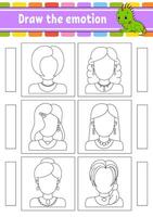 Draw the emotion. Worksheet complete the face. vector
