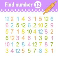 Find number. Education developing worksheet. vector