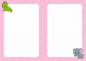 Colored sheet template for notes. vector