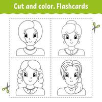 Cut and color. Flashcard Set. vector