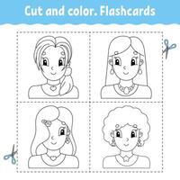 Cut and color. Flashcard Set. vector