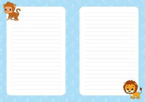 Colored sheet template for notes. vector