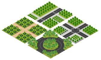 Isometric 3d illustration park trees forest nature elements vector