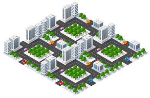 Isometric 3d illustration park trees forest nature elements white background for landscape design. vector