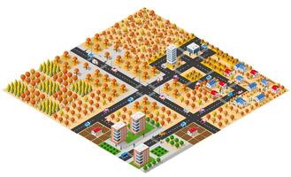 Isometric 3d illustration park trees forest nature elements white background for landscape design. vector