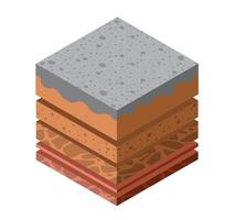 3D Isometric Flat Representation Highlighting the Depth vector