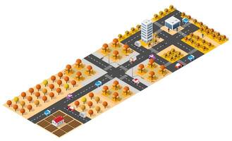 Isometric 3d illustration park trees forest nature elements white background for landscape design. vector