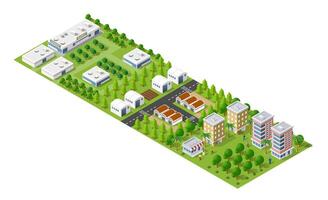 Isometric 3d illustration park trees forest nature elements white background for landscape design. vector
