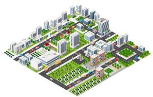 Isometric 3d illustration park trees forest nature elements white background for landscape design. vector