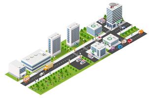 Isometric 3d illustration park trees forest nature elements white background for landscape design. vector