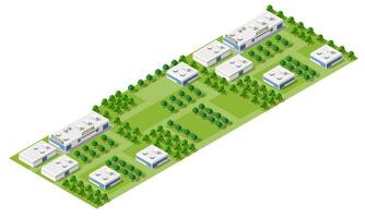 Isometric 3d illustration park trees forest nature elements vector