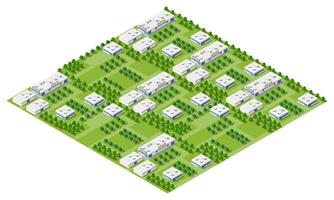 Isometric 3d illustration park trees forest nature elements vector