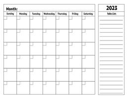 Blank calendar template for one month without dates. Colorful design with a cute character. illustration. vector