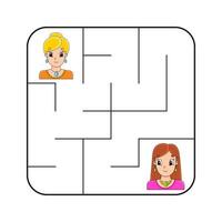 Simple square maze for toddlers. vector