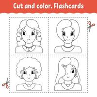 Cut and color. Flashcard Set. vector